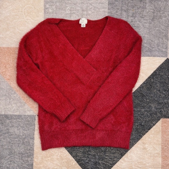 a new day Sweaters - ❤️ A New Day Red Fuzzy V-Neck Sweater | Women’s Medium ❤️